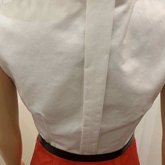 Georgiou Studio Size 2 Orange Cream Scoop Neck Side Zipper Lined Darts Belt - Picture 7 of 11